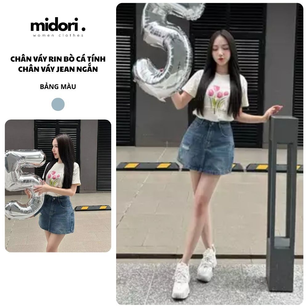 Chân váy rin bò ngắn rách nhẹ cá tính CV99 form chữ a tôn dáng đẹp, chất jean mềm mại
