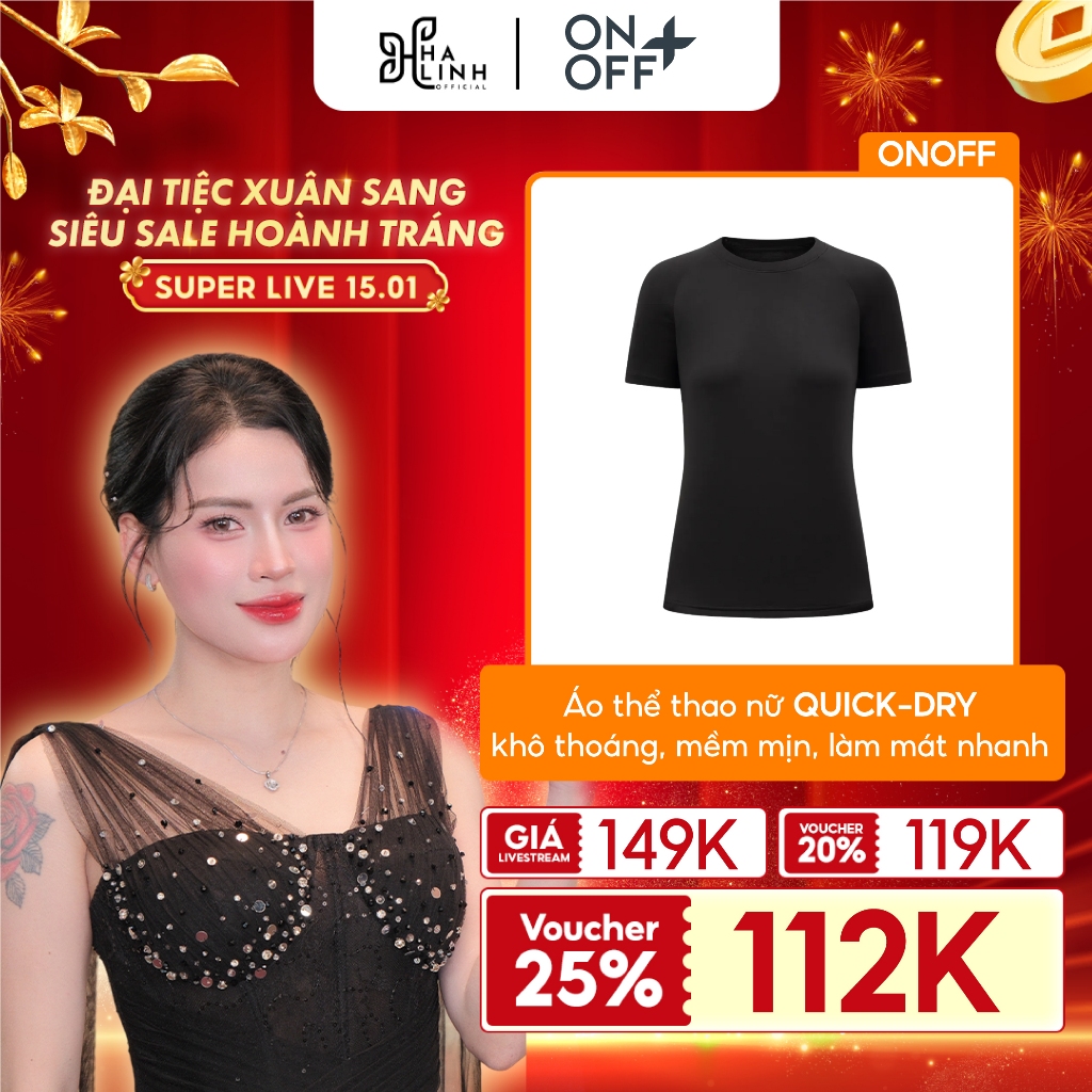 [Võ Hà Linh x ONOFF] Áo phông nữ thể thao Công nghệ Quick-Dry siêu khô thoáng mềm mịn nhẹ làm mát nh