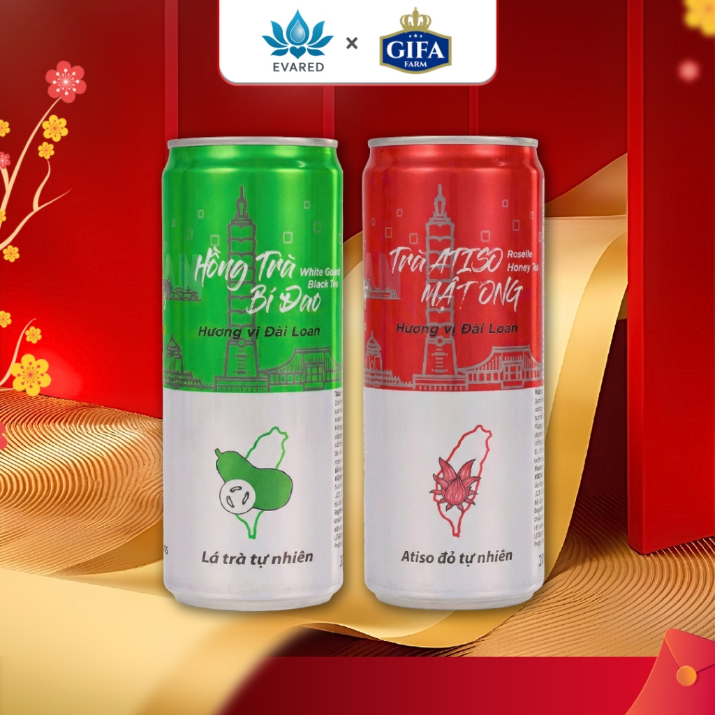 [Mua 2 tặng 1] Combo Hồng trà bí đao Trà atiso mật ong GIFA hương vị Đài Loan 320ml - Eva Red