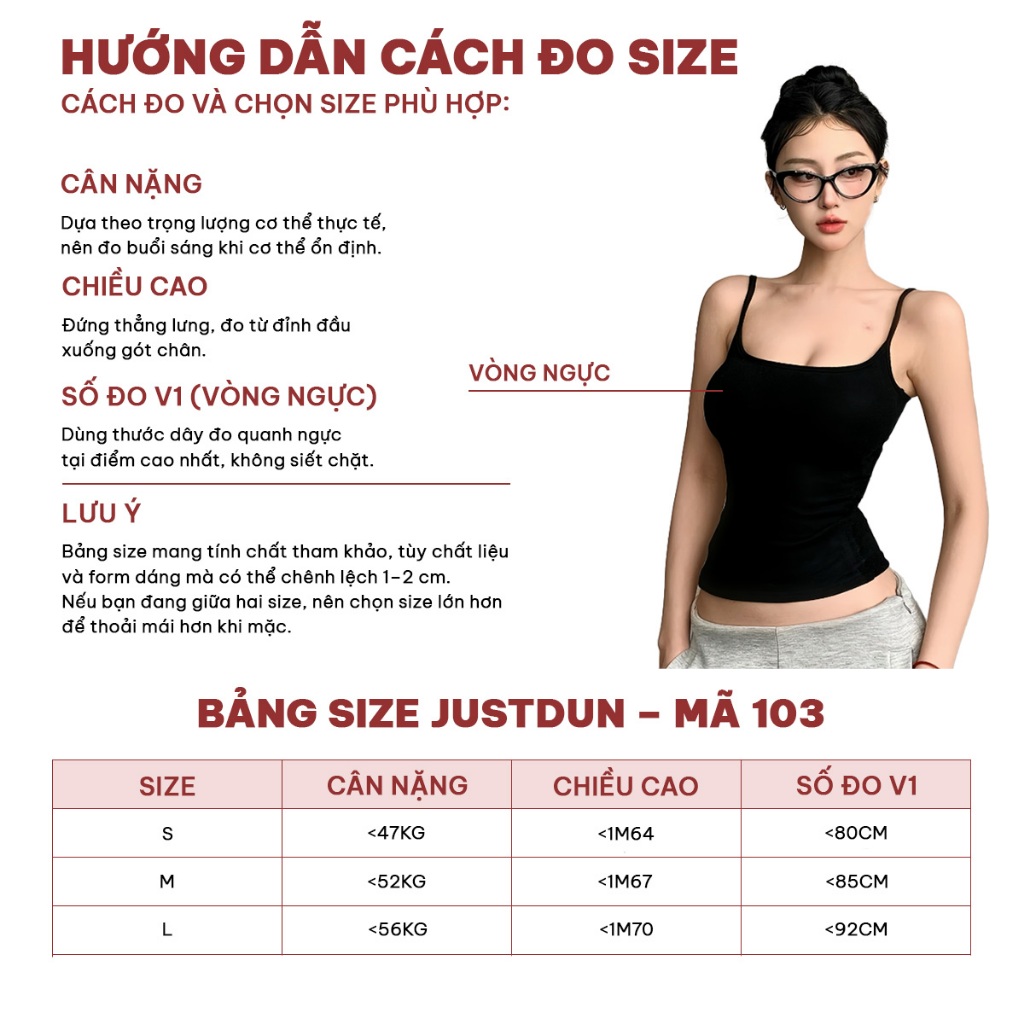 ( ÁO 2 LỚP không mút ) Áo Hai Dây Nữ Basic Ôm Body Chất Cotton Lông Mịn Tôn Dáng JUSTDUN 103 | BigBuy360 - bigbuy360.vn