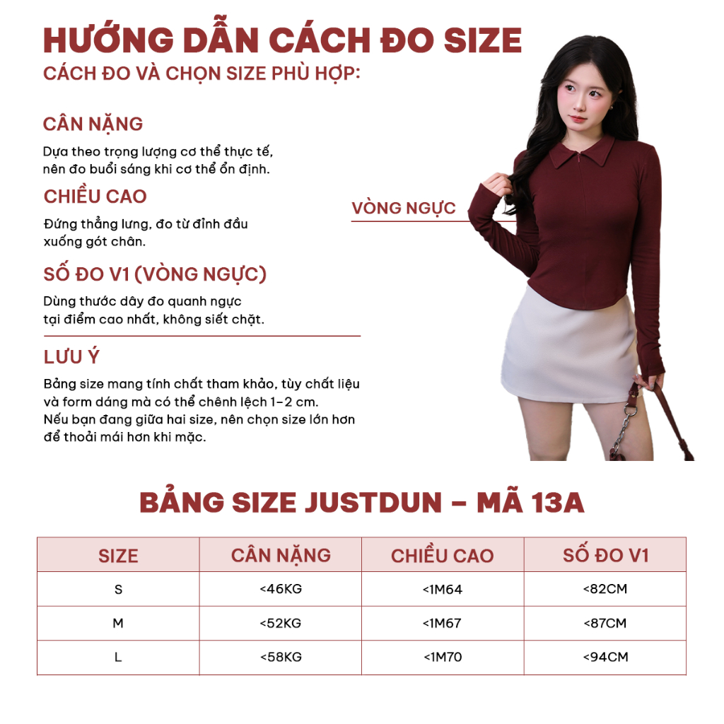 [Mở Bán] Áo Thun Nữ JUSTDUN 13A - Tay Dài, Ôm Body, Cổ Bẻ Phối Khóa Kéo, Dáng Vạt Bầu, Cotton Mịn | BigBuy360 - bigbuy360.vn