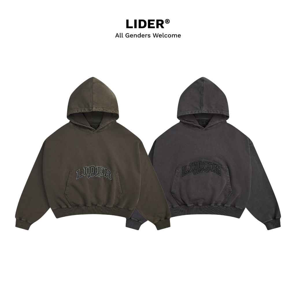 Áo Khoác Hoodie Wash Màu Chất Nỉ Dày Dặn Unisex LIDER WASHED CORE HOODIE - Grey/Moss