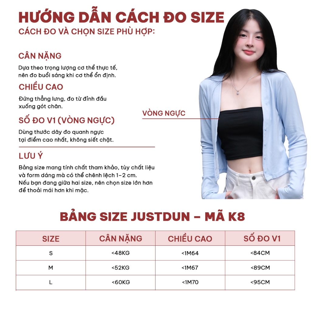 Áo Khoác Cardigan Basic Trơn Nữ JUSTDUN K8 - Dáng Rộng Ôm Vừa, Nhiều Màu, Cotton Mịn, Mềm Mại | BigBuy360 - bigbuy360.vn