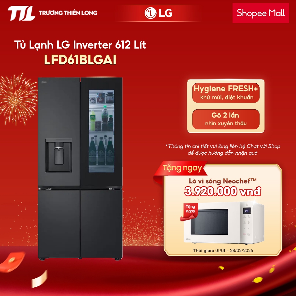 LFD61BLGAI - Tủ Lạnh 4 Cửa LG Inverter 612 Lít Multi Door InstaView [FREESHIP HCM]
