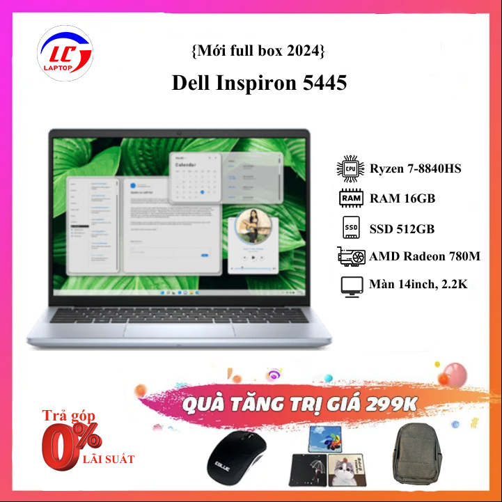 [Full VAT] Dell Inspiron 5445 {Ryzen 7-8840HS / 16G / SSD 512GB / VGA Radeon 780M / 14 inch, 2.2K, 1