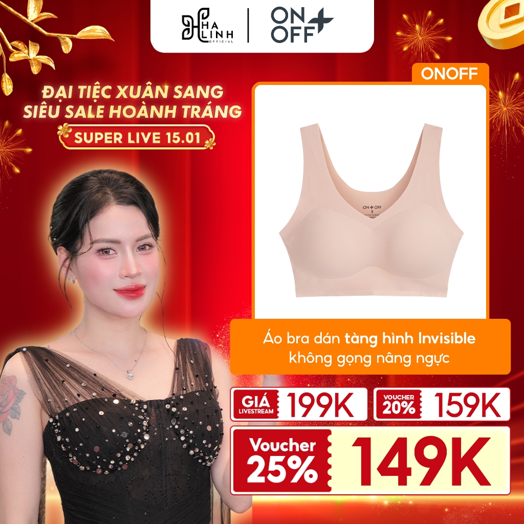[Võ Hà Linh x ONOFF] Áo bra dán tàng hình invisible không gọng nâng ngực đầy đặn mềm mịn - ONOFF 16U