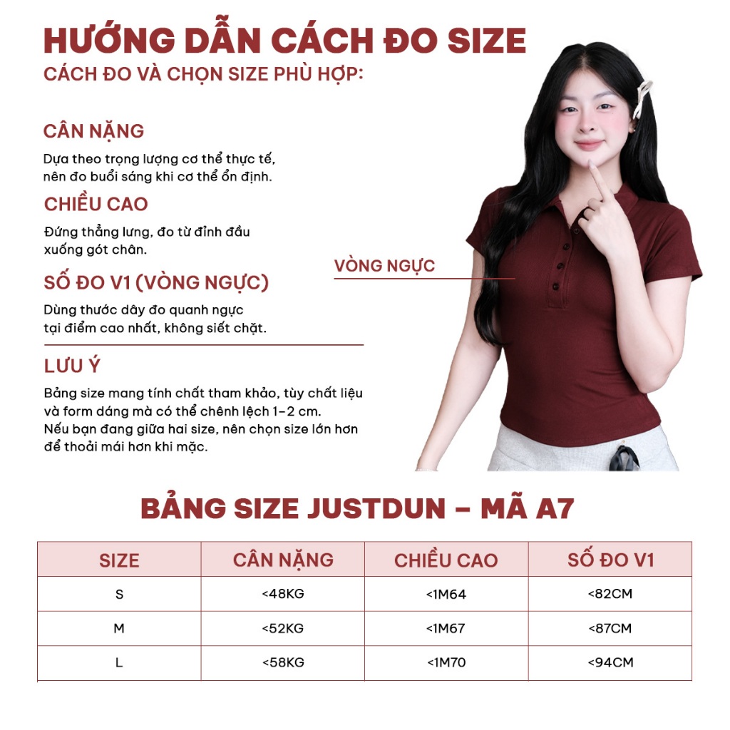 Áo Thun Nữ Polo Cộc Tay JUSTDUN A7 - Cổ Đức, Khuy Cúc, Ôm Body, Cotton Mịn, Thoáng mát, Co Giãn | BigBuy360 - bigbuy360.vn