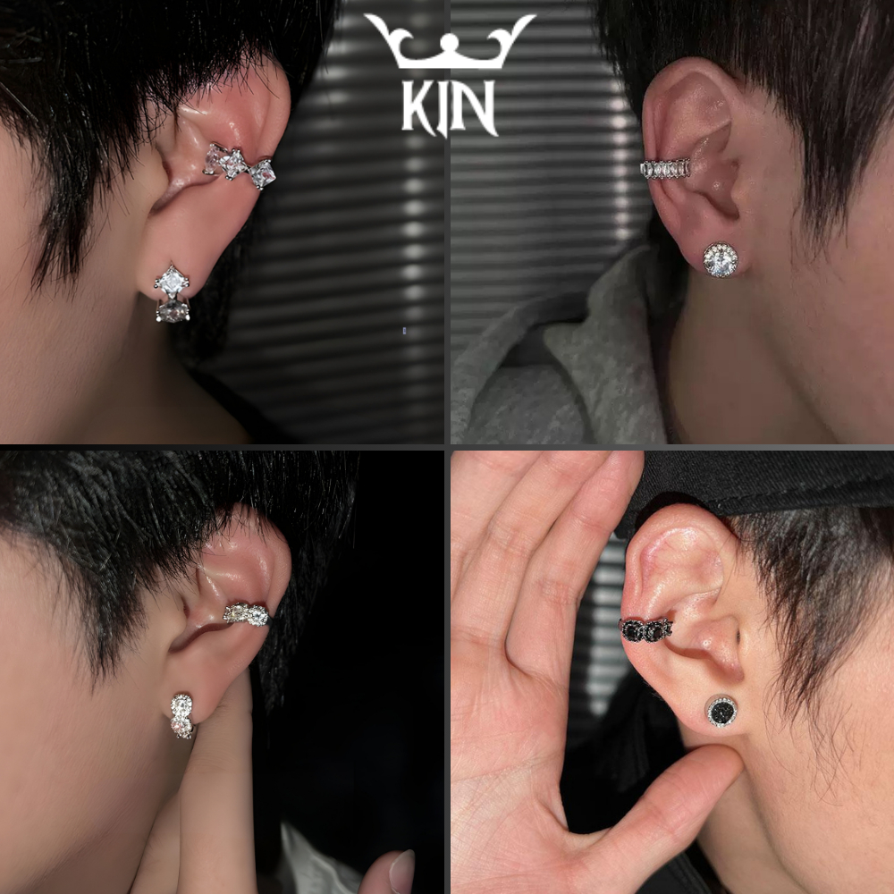 Khuyên Tai Đính Đá Lấp Lánh Nam Nữ 3Square – Bông Tai Unisex Không Cần Bấm Lỗ, Phụ Kiện Thời Trang Đ