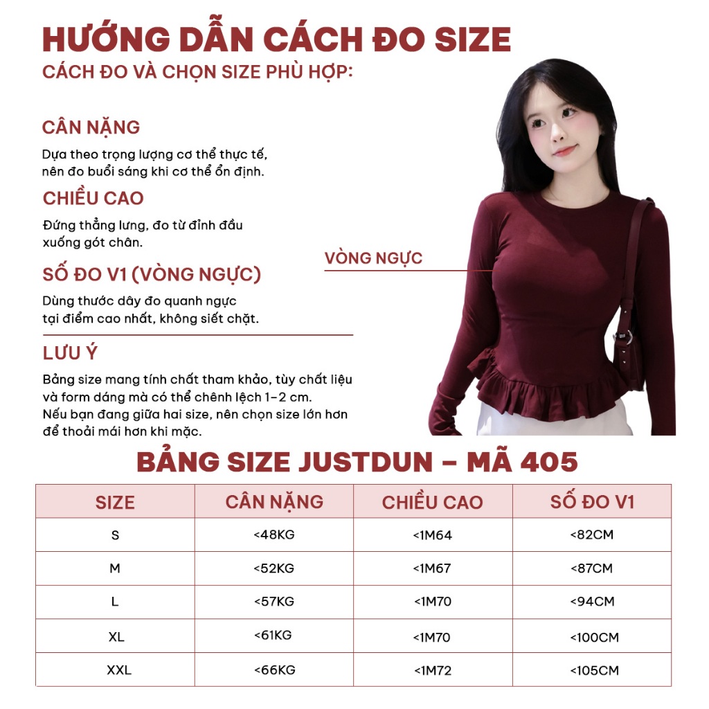 Áo Thun Nữ Dài Tay Ôm Body JUSTDUN 405 - Phối Viền Bèo Xinh, Cotton Mịn Cao Cấp, Tôn Dáng | BigBuy360 - bigbuy360.vn