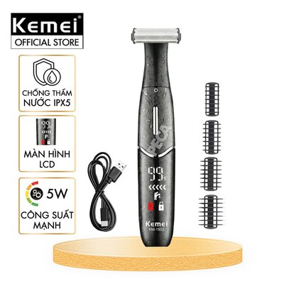 Máy cạo lông vùng kín KEMEI KM-1903 cạo lông Body, Bikini chuyên dụng, Lưỡi kép an toàn cho da - Chính hãng