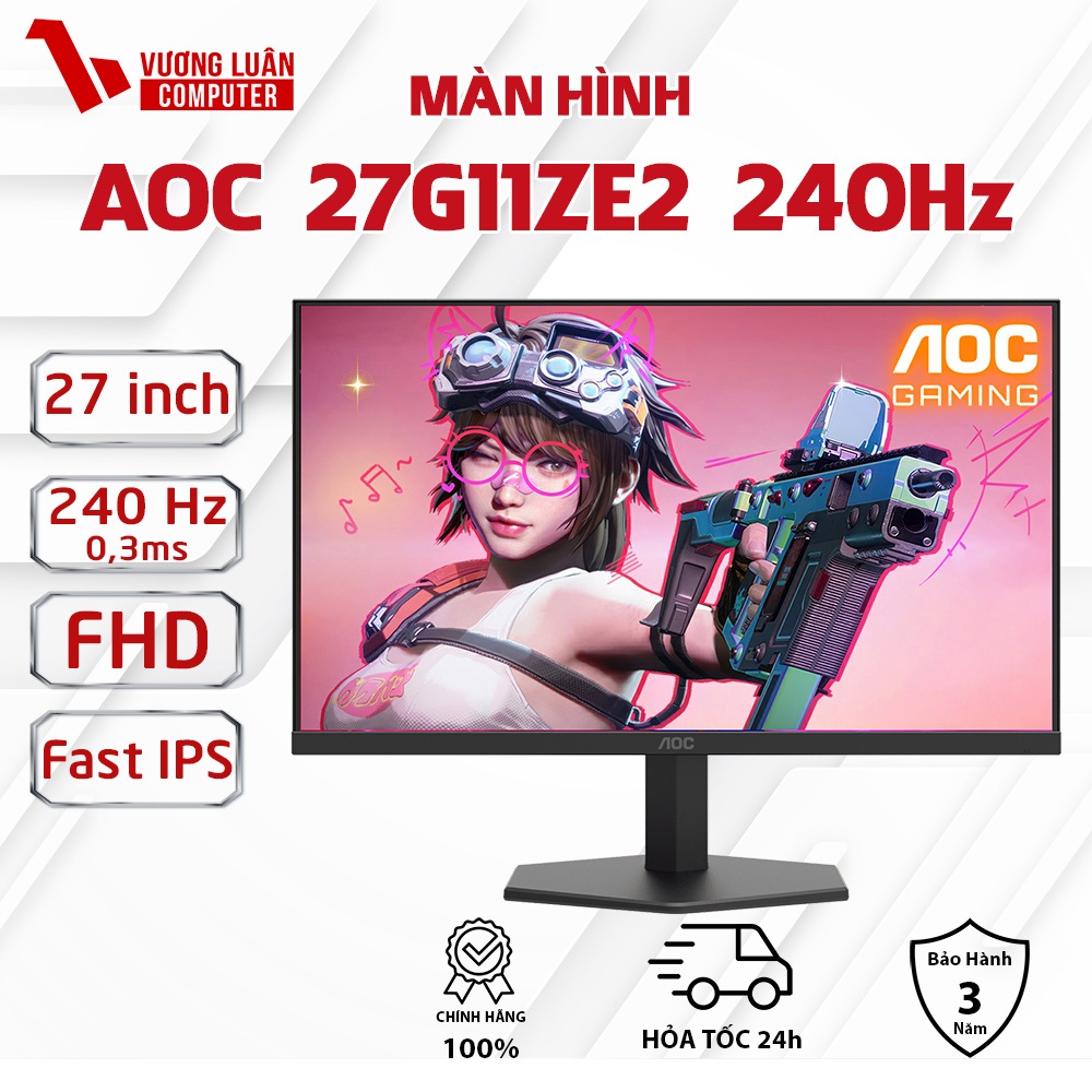 Màn hình 240Hz  AOC 27G11ZE2  27inch Fast IPS 0,3ms MPRT - Chính Hãng FullVAT