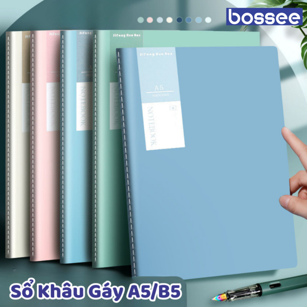 Sổ Khâu Gáy 72 Trang – Vở Khâu A5/B5 , Vở Gáy Thẳng, Vở Bìa Màu Pastel, Thiết Kế Tinh Tế, Giấy Cao C