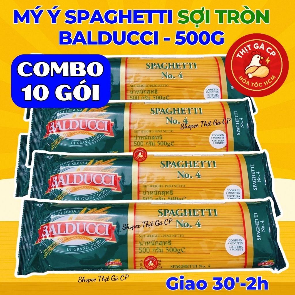 (HCM- Bán Sỉ) COMBO 10 GÓI MÌ Ý SPAGHETTI BALDUCCI SỐ 4, LASICILIA, BOGASARI, MUTLU Mỳ ý sợi tròn ng