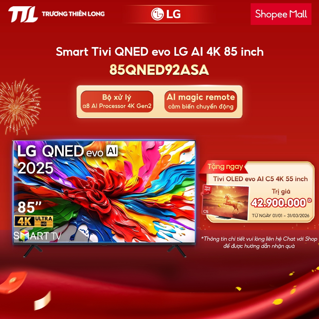 75QNED92ASA | 85QNED92ASA - Smart Tivi LG QNED Evo AI Mini LED 4K 75Inch | 85 Inch QNED92ASA [FREESH