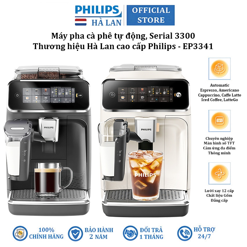 Máy pha cà phê tự động Serial 3300 Espresso, Americano, Capuccino, Latte thương hiệu Philips EP3341 