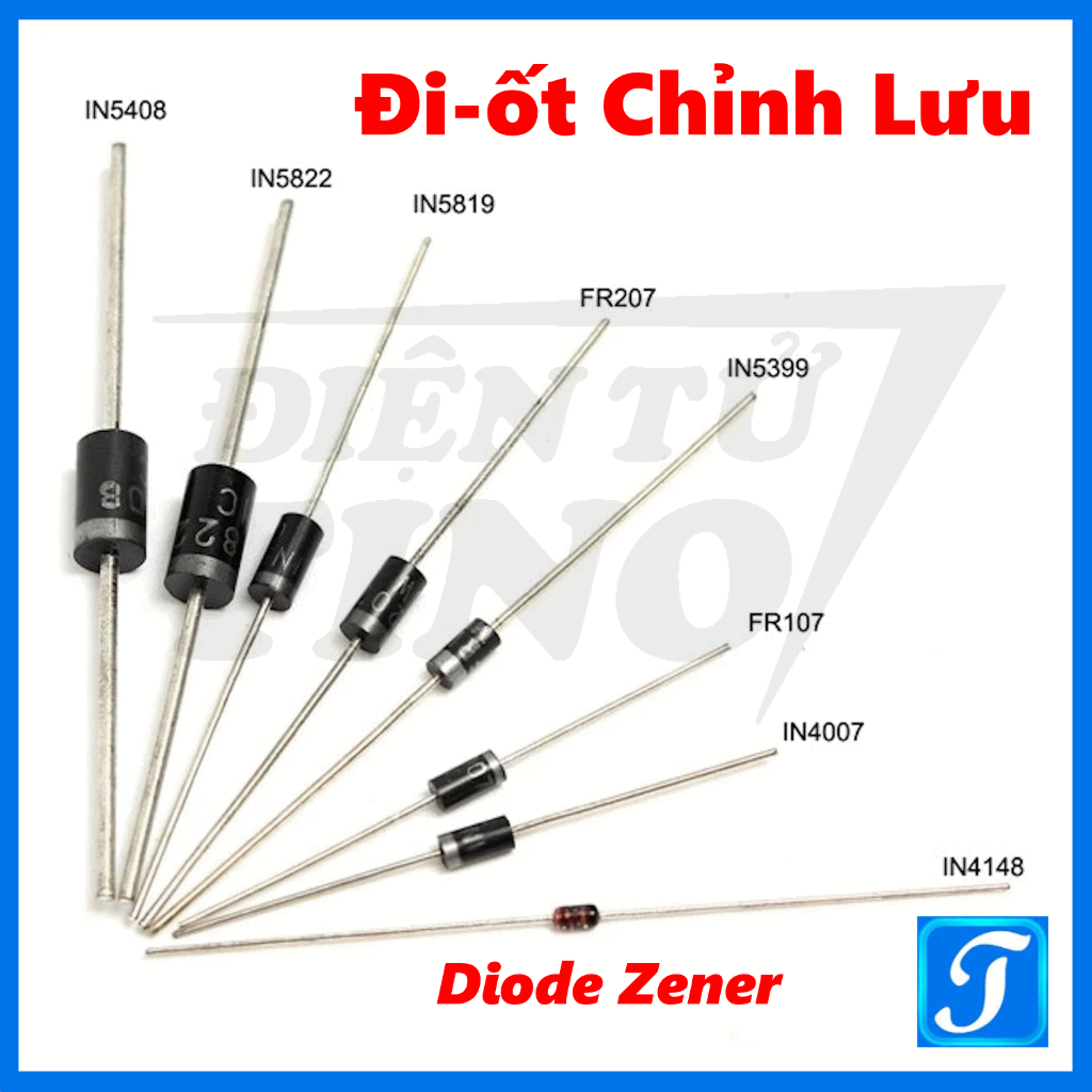 [Combo] Diode Chỉnh Lưu 1A 1.5A 2A 3A 1KV / Đi Ốt Zenner 1N4007 , Đi-ốt 1N4148 1N5399 FR207 1N5408 Đ