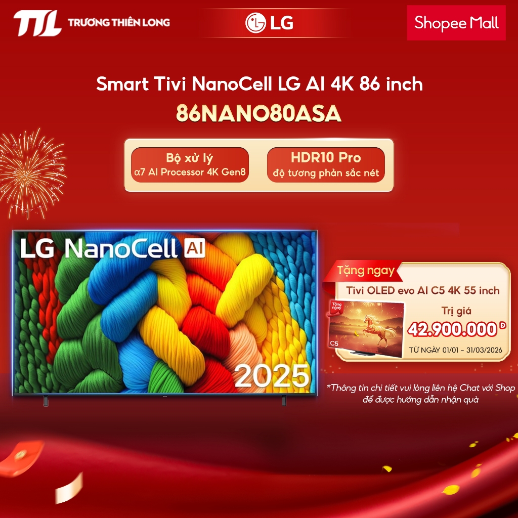 86NANO80ASA - Smart Tivi NanoCell LG AI 4K 86 inch 86NANO80ASA