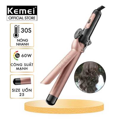 Máy uốn tóc KEMEI KM-3145 size 25mm tạo kiểu xoăn đuôi, nóng nhanh 30s - Chính hãng