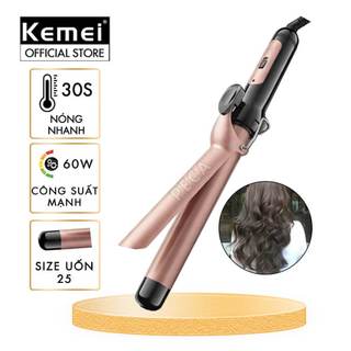 Máy uốn tóc KEMEI KM-3145 size 25mm tạo kiểu xoăn đuôi, nóng nhanh 30s - Chính hãng