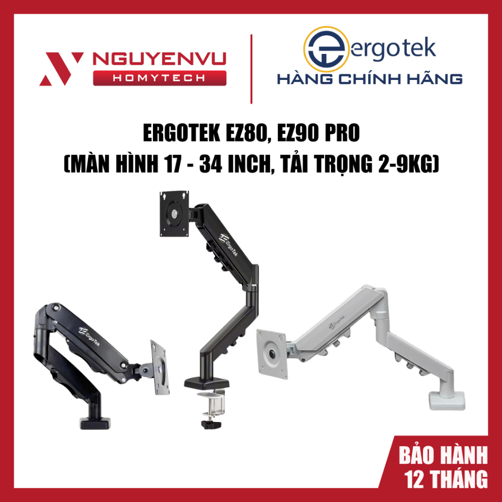 [FULL VAT] Giá đỡ màn hình Ergotek EZ80, EZ90 Pro, Phù hợp màn hình 17 - 34 inch, tải trọng 2-9kg - 