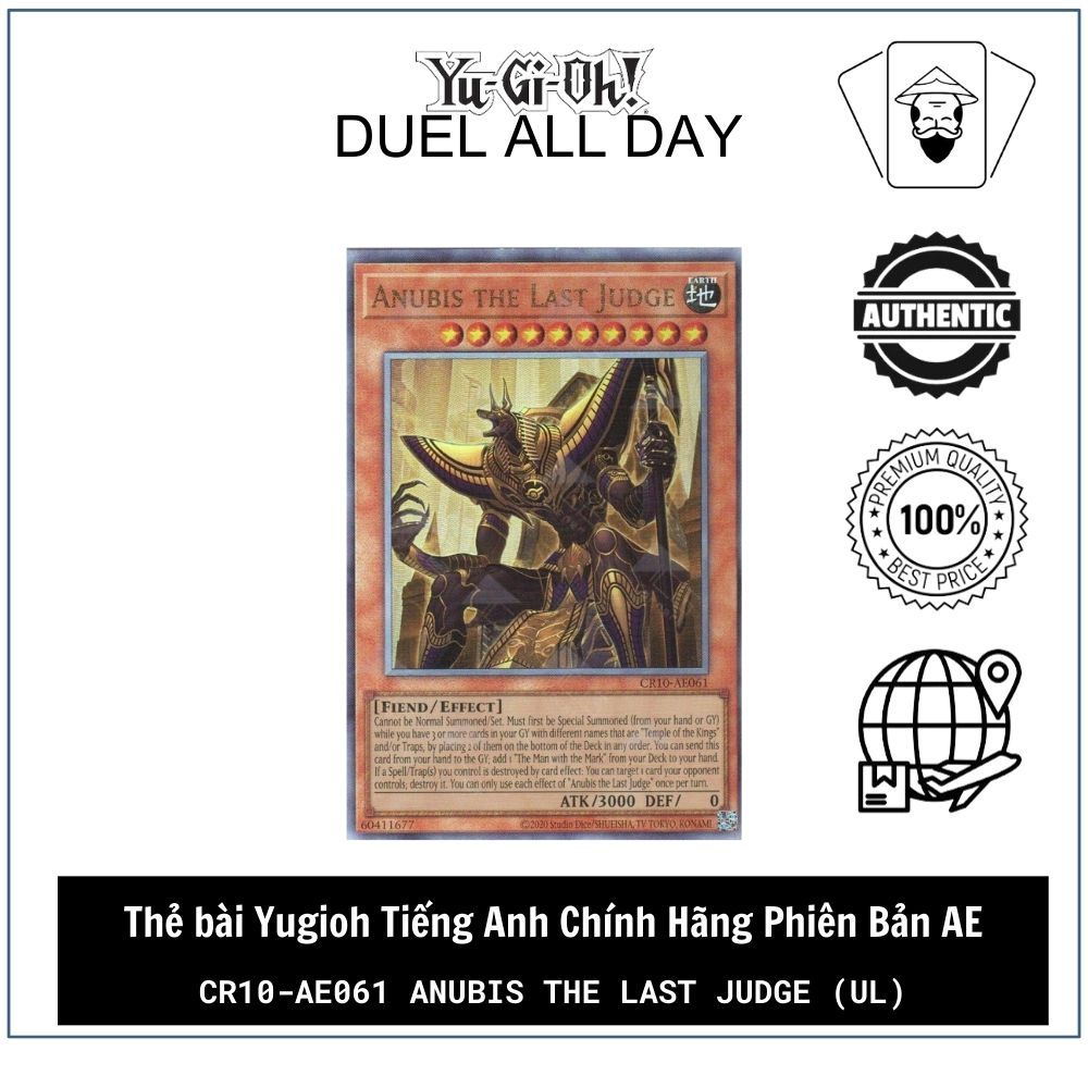 Thẻ bài Yugioh Tiếng Anh Chính Hãng Phiên Bản AE: CR10-AE061 Anubis the Last Judge (UL)