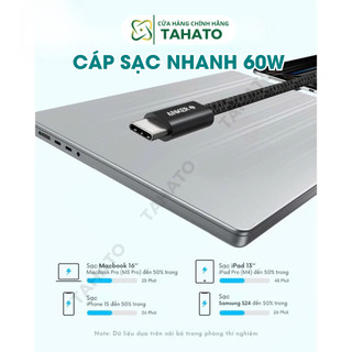Cáp sạc Type c to typec c  60W dây sạc Anker TAHATO dây sạc nhanh cho iP 15 trở lên - Androi chiều dài 1m A8753
