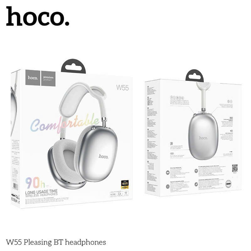 Tai nghe Bluetooth HOCO W55 pin 90 tiếng siêu bền ,bản base chống ồn ANC