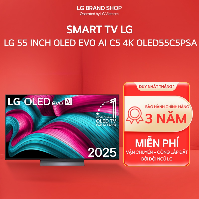 OLED55C5PSA - TV thông minh LG 55 Inch OLED evo AI C5 4K