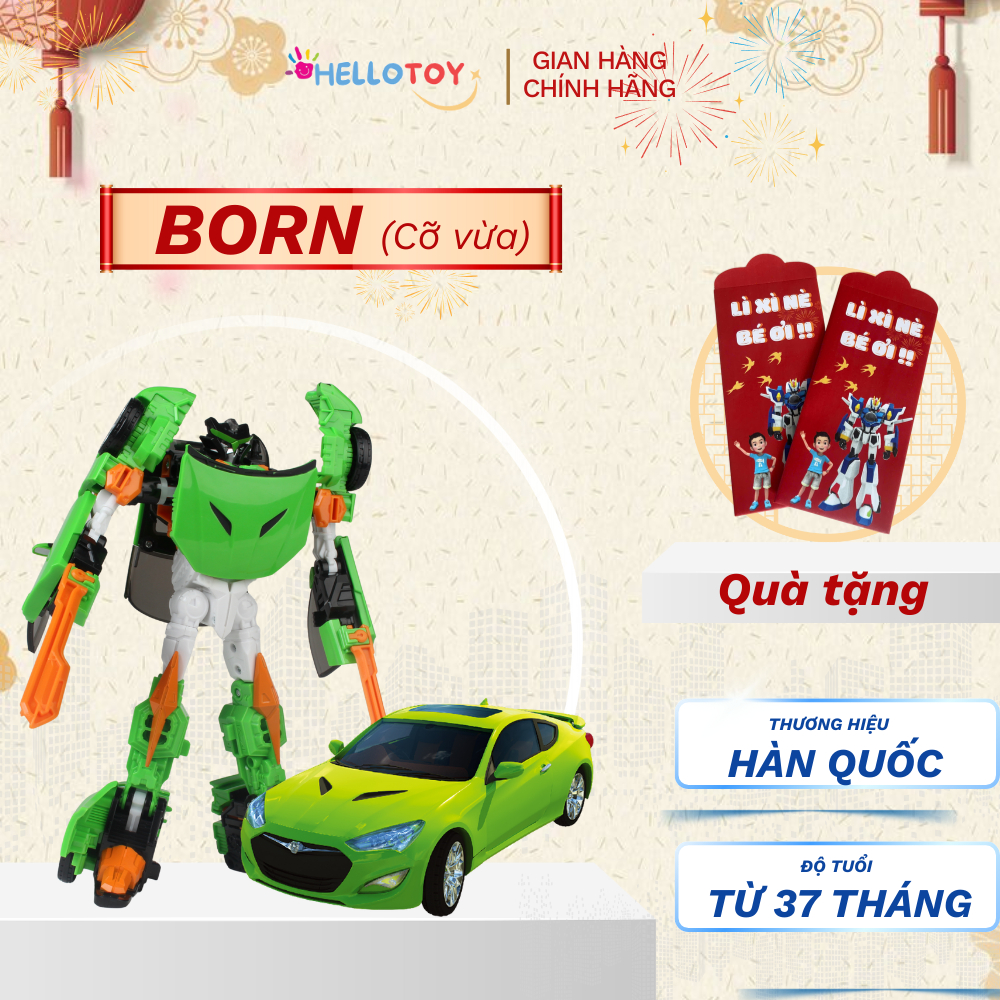 Đồ chơi robot biến hình Hello Carbot Born (Cỡ vừa) | Biến hình 2 trong 1 | Hàng chính hãng