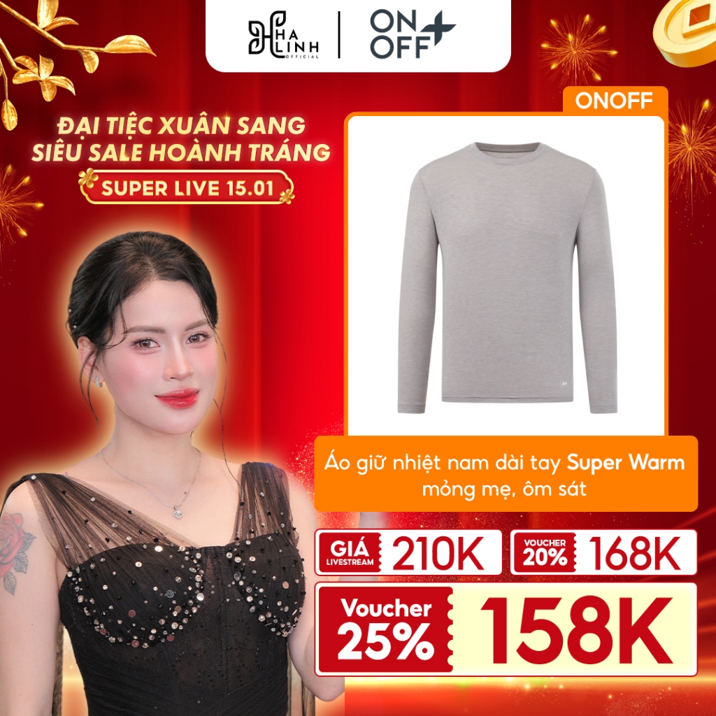 [Võ Hà Linh x ONOFF] Áo giữ nhiệt nam dài tay, mỏng mẹ, ôm sát với vô số ô khí nhỏ giữ ấm cơ thể ONO