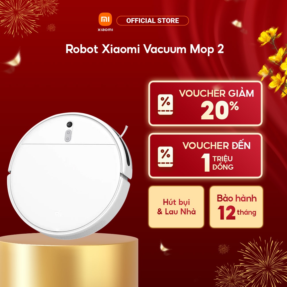 Robot hút bụi lau nhà Xiaomi Vacuum Mop 2 | 4 Cấp độ hút | Công suất hút 2700 Pa | Cảm biến thông mi
