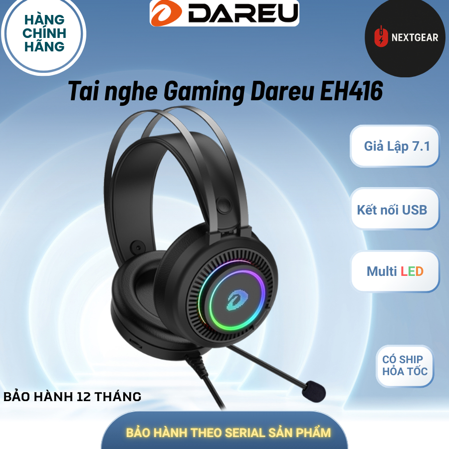 Tai Nghe DAREU EH416 Gaming – LED RGB Nổi Bật, Âm Thanh 7.1, Cổng USB