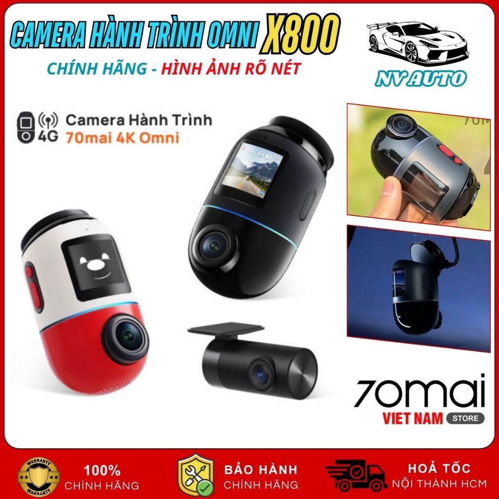 Camera Hành Trình 70mai 4K Omni X800 Chính Hãng, Ghi Hình Siêu Nét, Cảnh Báo ADAS Giám Sát Đỗ Xe 24h