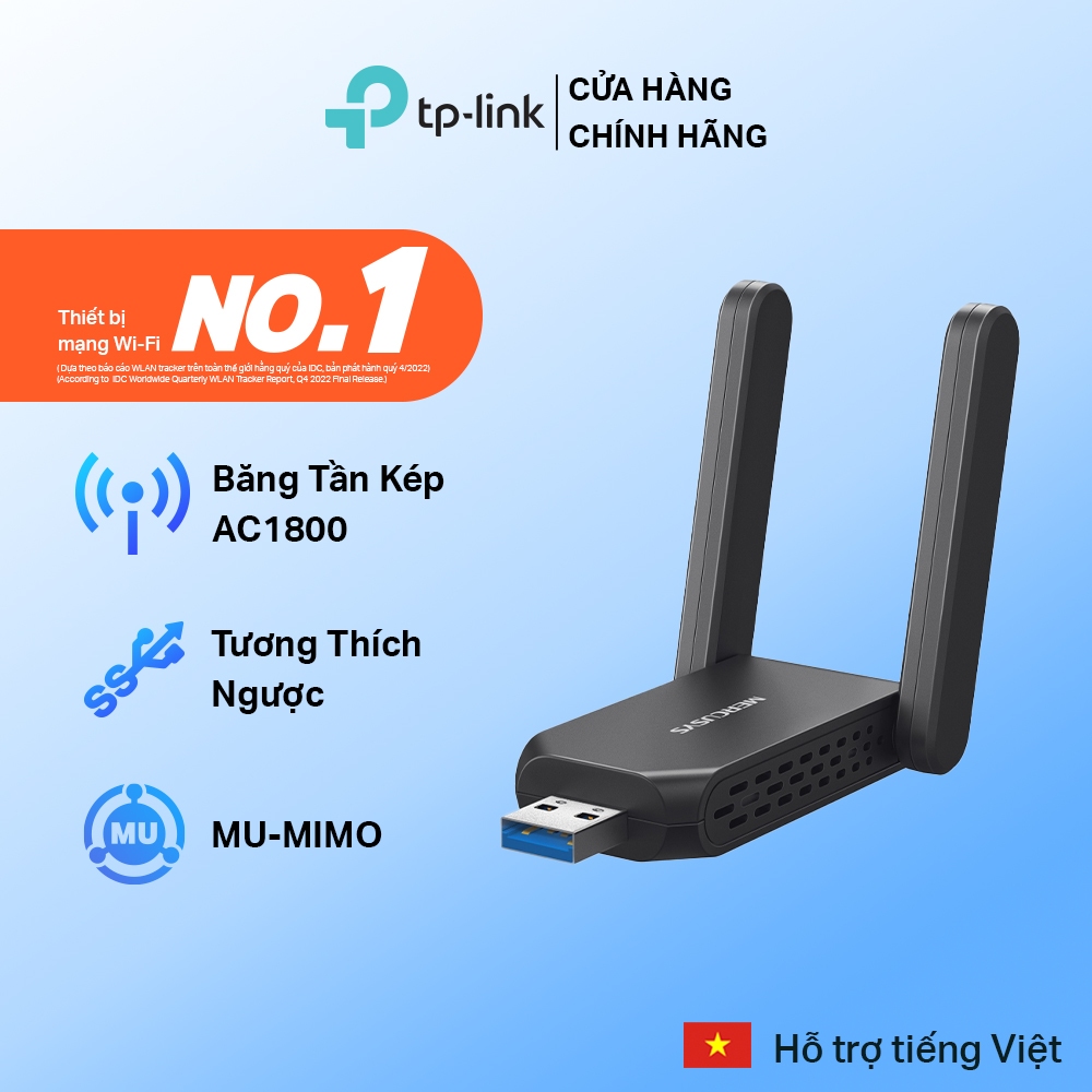 USB WiFi Mercusys MA72XH Băng Tần Kép AX1800 Độ Lợi Cao