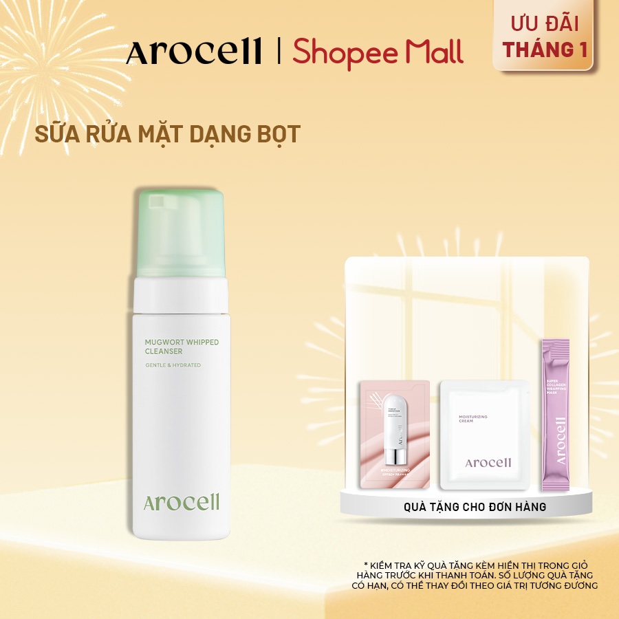 Sữa Rửa Mặt Bọt Arocell Mềm Mịn Làm Sạch Sâu Dưỡng Ẩm Mugwort Whipped Cleanser 200ml