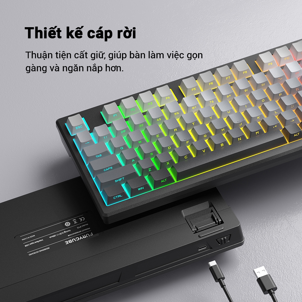Bàn Phím Có Dây FURYCUBE IP75, 75% Layout, PBT Bền Đẹp, RGB Nhẹ Nhàng, Win&macOS, Núm Xoay Tiện Lợi | BigBuy360 - bigbuy360.vn