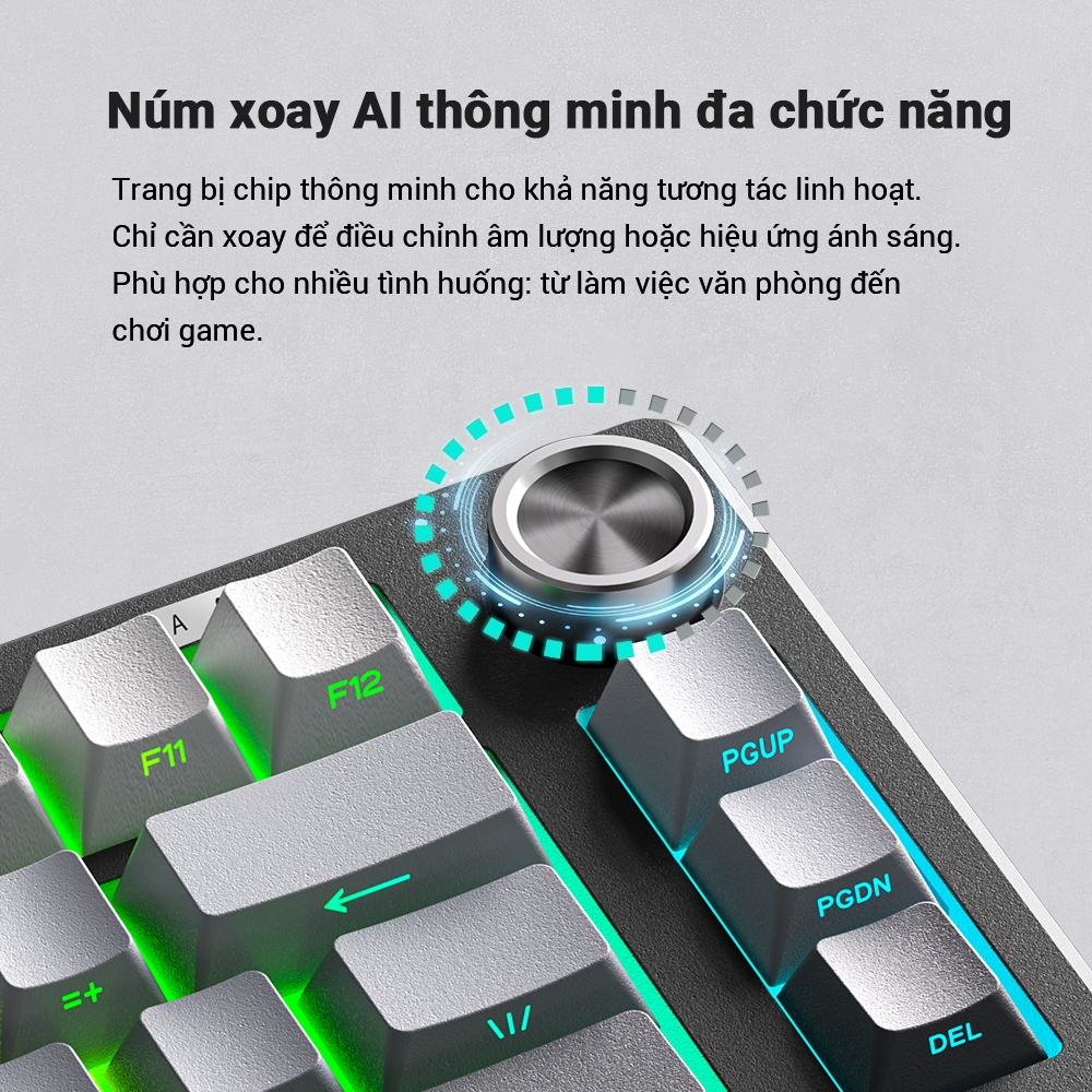 Bàn Phím Có Dây FURYCUBE IP75, 75% Layout, PBT Bền Đẹp, RGB Nhẹ Nhàng, Win&macOS, Núm Xoay Tiện Lợi | BigBuy360 - bigbuy360.vn