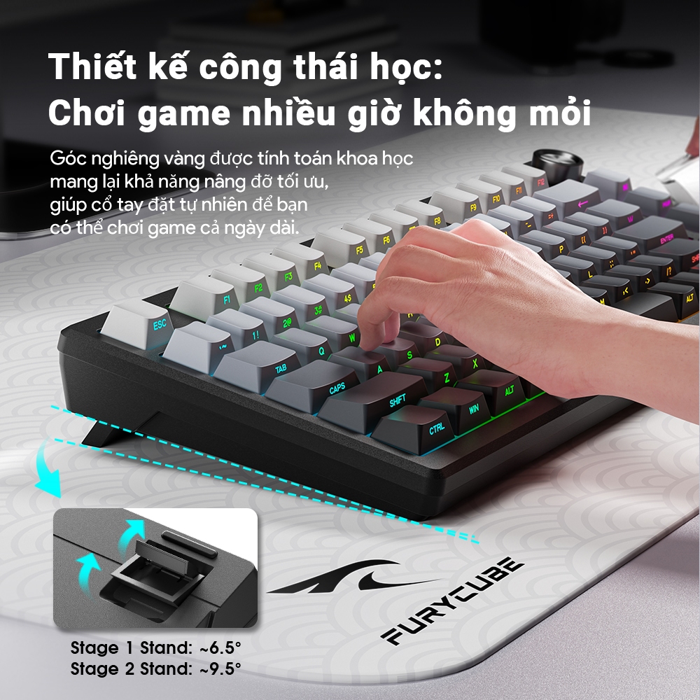 Bàn Phím Có Dây FURYCUBE IP75, 75% Layout, PBT Bền Đẹp, RGB Nhẹ Nhàng, Win&macOS, Núm Xoay Tiện Lợi | BigBuy360 - bigbuy360.vn