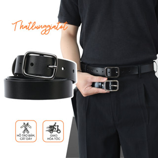 Thắt lưng nam nữ mặt đen phong cách Hàn Quốc - Dây nịt Unisex đi học, đi làm bản 2.8cm-3.3cm TLD012