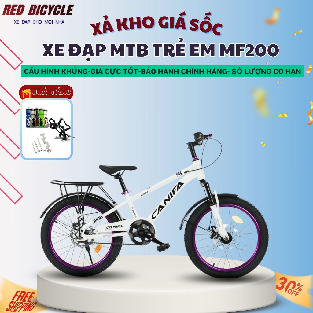 [ SALE XẢ KHO] Xe Đạp Địa Hình Canifa MTB MF200 Bánh 20inch Màu Trắng- Chính Hãng mới nhất 2025