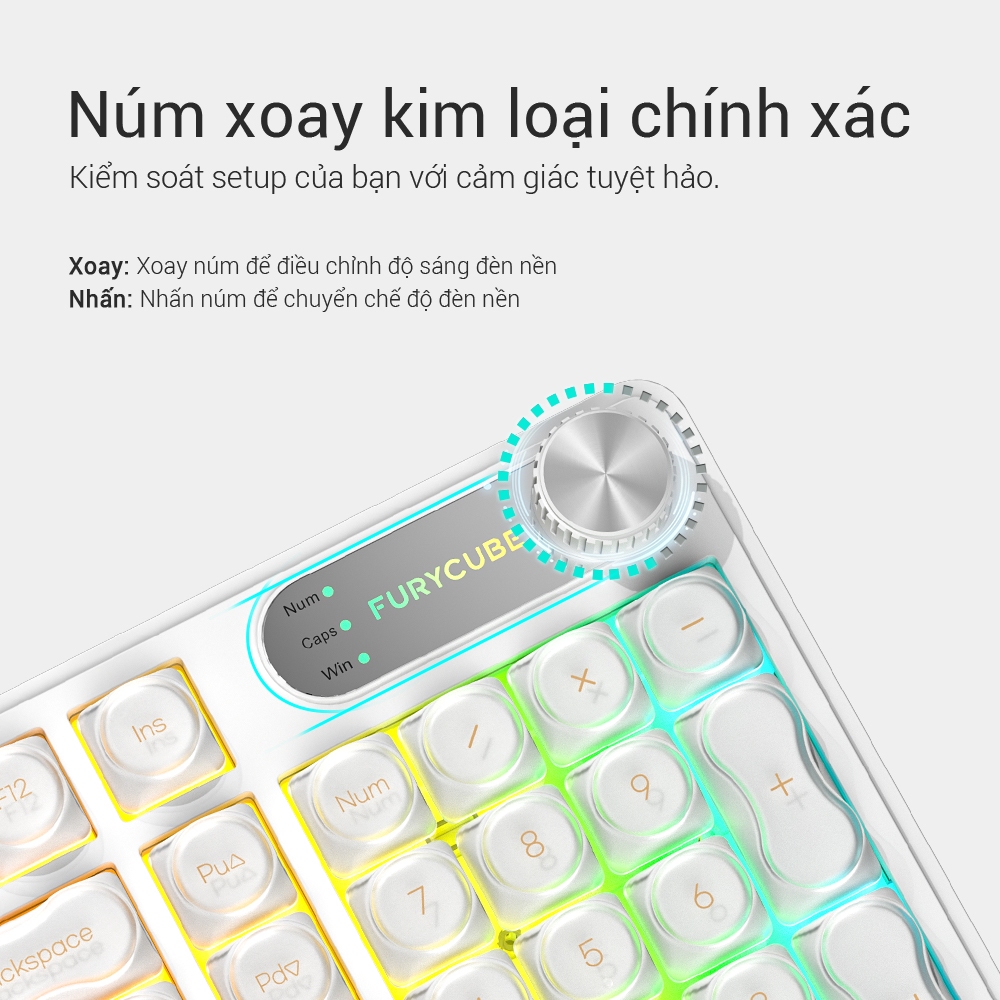 Bàn Phím Có Dây FURYCUBE IP98, 98 Phím, LED RGB, Keycap Bán Trong Suốt, Phù Hợp Văn Phòng & Học Tập | BigBuy360 - bigbuy360.vn