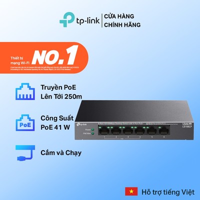 Switch PoE Để Bàn TP-Link LS106LP | 6 Cổng 10/100Mbps, 4 Cổng PoE 41W, Truyền Xa 250m