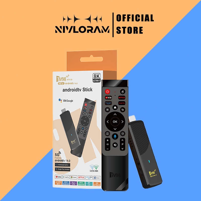 Đầu thu truyền hình TV98 ATV X9 Android 14 8K, hộp điều khiển TV có chức năng thoại Allwinner H313.