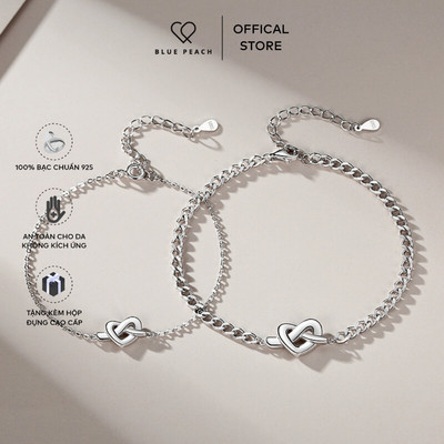 Lắc Tay Đôi Bạc Blue Peach LTD Tim LTD044