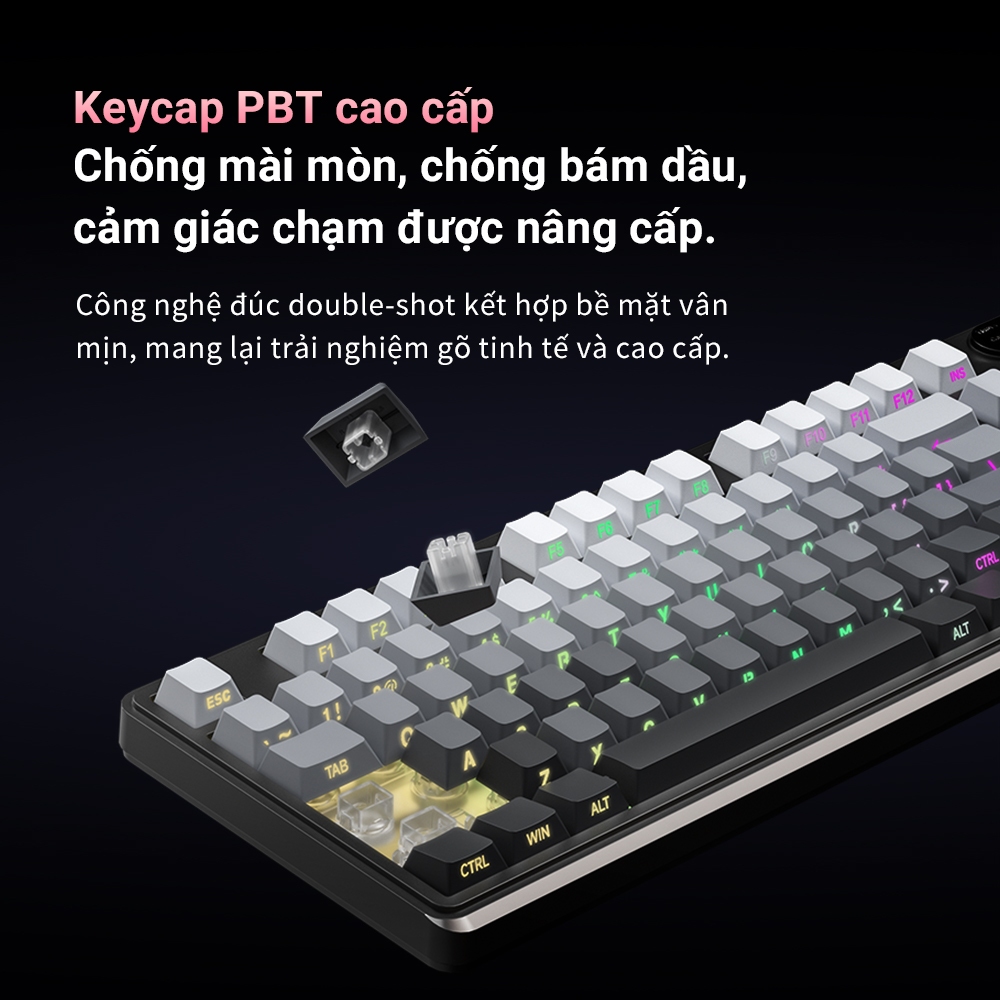 Bàn Phím Không Dây IP98 PRO, Bluetooth 2.4G USB, Không ồn, game/văn phòng, LED RGB, Có núm xoay | BigBuy360 - bigbuy360.vn