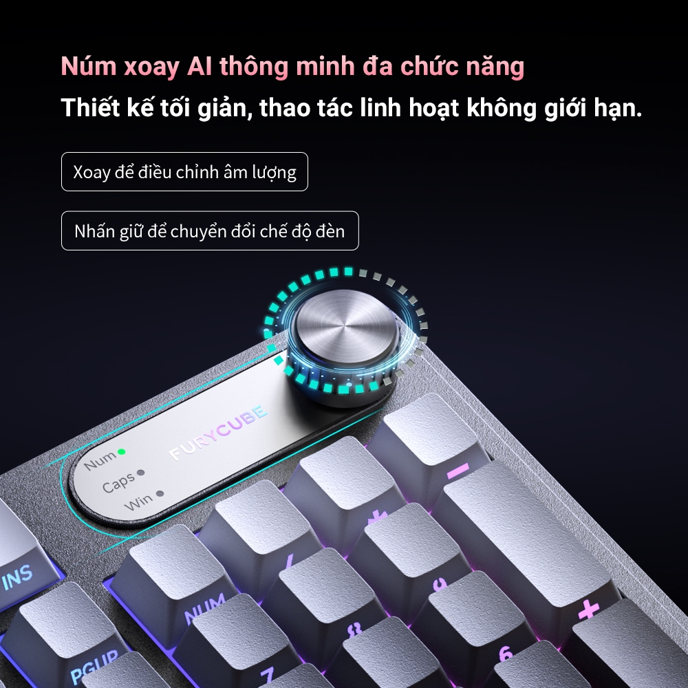 Bàn Phím Không Dây IP98 PRO, Bluetooth 2.4G USB, Không ồn, game/văn phòng, LED RGB, Có núm xoay | BigBuy360 - bigbuy360.vn