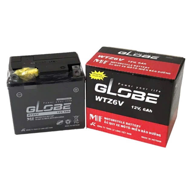 Ắc Quy Xe Máy Globe WTZ6V 12V-6AH dùng cho LEAD, NOZZA, AirBlade, Vision, SH MODE, SH