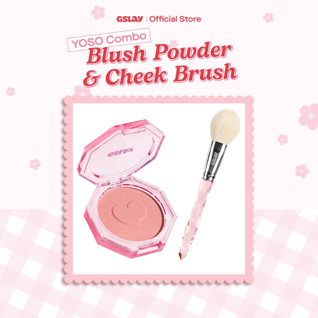 [LIVESTREAM KOL]Combo GSLAY YOSO Phấn Má Hồng mịn lì, lên chuẩn màu (5g) và Cọ Má Hồng lông cọ mềm m
