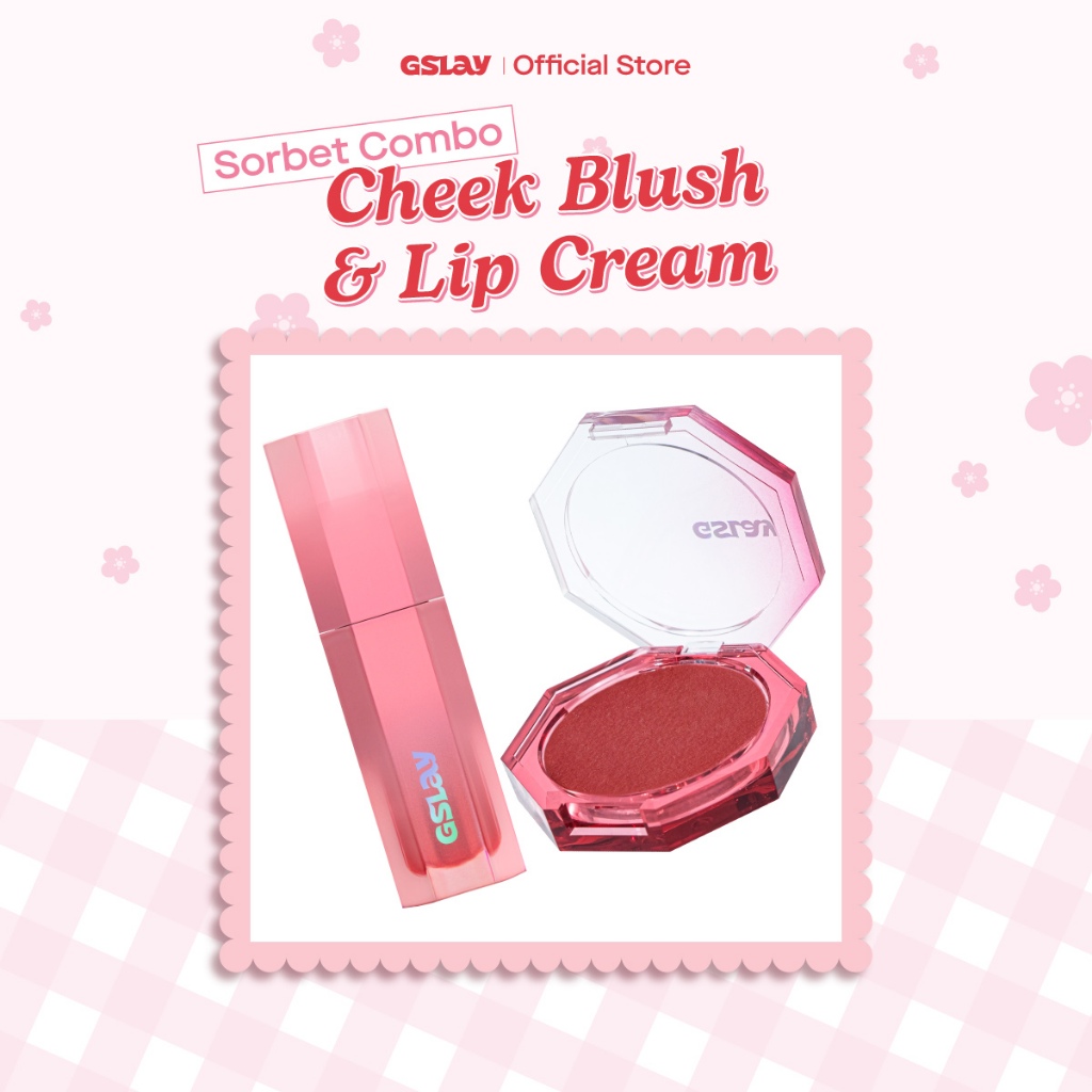 [LIVE] Combo GSLAY SORBET Má hồng kem hoá phấn thuần chay mịn lì (5g) & Son kem mịn lì thuần chay (4