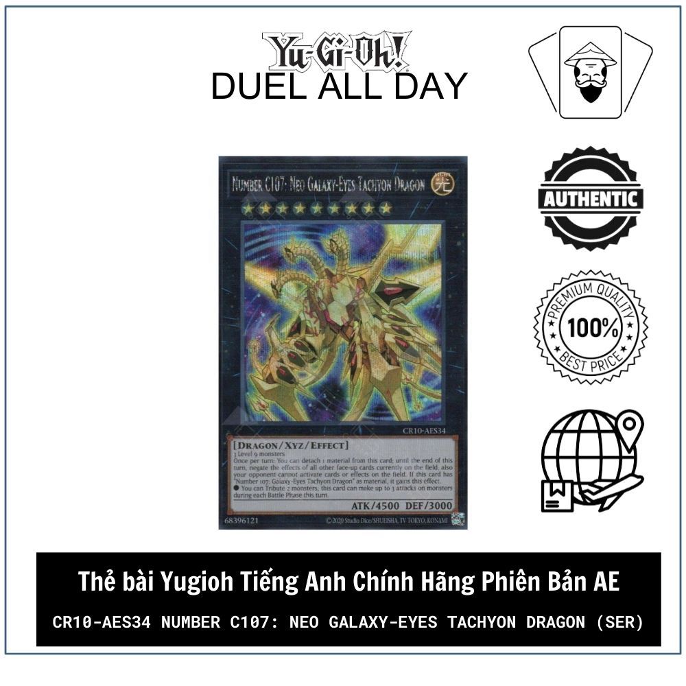 Thẻ bài Yugioh Chính Hãng: CR10-AES34 Number C107: Neo Galaxy-Eyes Tachyon Dragon (SER)